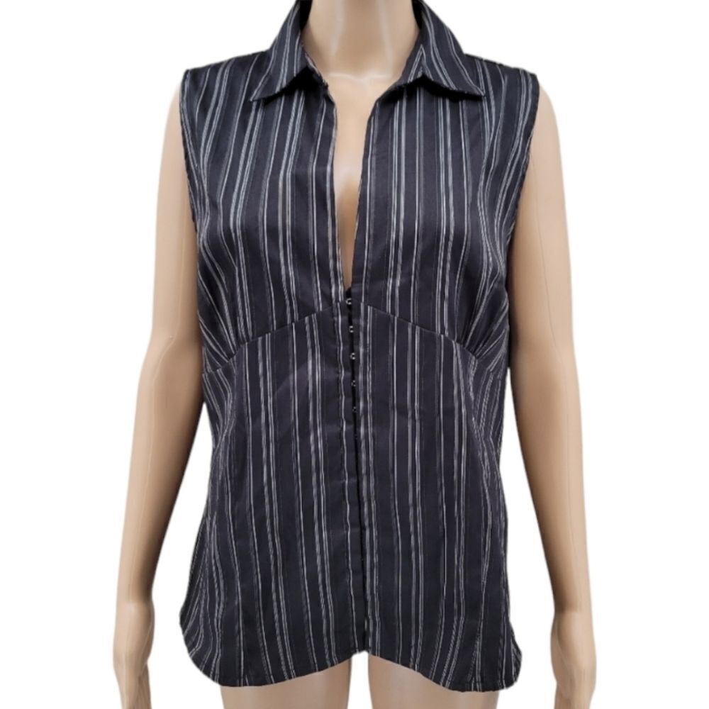 Goodtime Women's Y2K Black Pinstripe Women's Plus Size 3X Corporate Gothic Tank